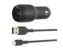 Belkin BOOST CHARGE™ 24W Duální USB-A nabíječka do auta + 1m lightning kabel, černá