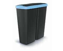 Prosperplast Odpadkový koš COMPACTA Q DUO černý se světle modrým víkem, objem 50l Černá/světle modrá, 54.5, Plast