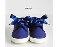 TanaGo Modré námořnické saténové tkaničky no.7 Velikost: 80 cm, Barva: Modrá Modrá, 80 cm
