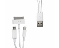 Whitenergy Datový kabel USB/ micro USB/ iPhone 4/5 20 cm bílý Bílá