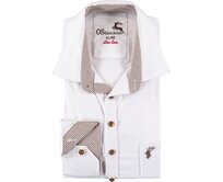 Orbis textil Orbis košile bílá s hnědým detailem 3418/01 dlouhý rukáv Varianta: 41/42 Bílá, Hnědá, 100% bavlna