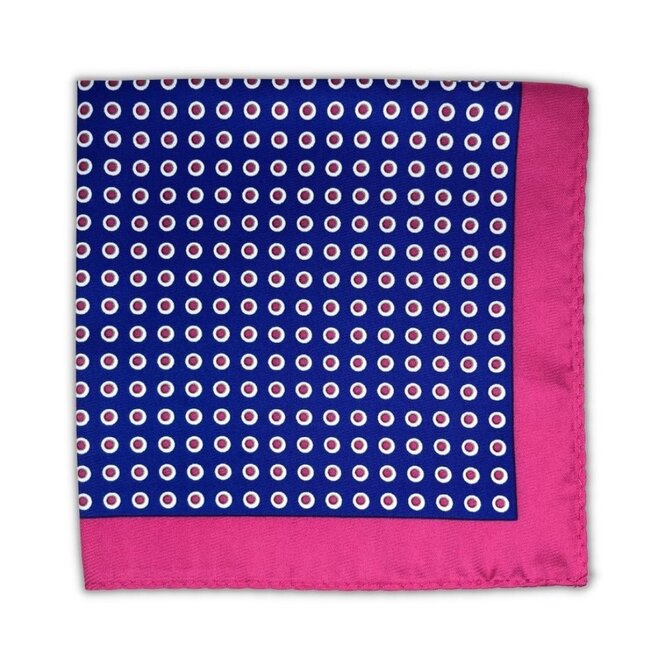 Modrý kapesníček do saka Dots s růžovými puntíky Modrá, Polyester