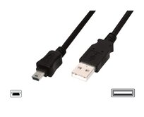 Digitus USB kabel USB A samec na B-mini 5pin samec, 2x stíněný, Měď, 3m, černý