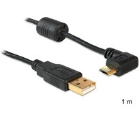 Delock kabel USB 2.0 A samec > USB micro B samec, pravoúhlý 90°, 1m