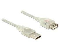 Delock Prodlužovací kabel USB 2.0 Typ-A samec > USB 2.0 Typ-A samice 1 m transparentní