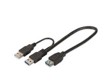 Digitus USB 3.0 Y-adapter cable, type 2xA - A M/M/F, 0.3m, Super Speed, bl