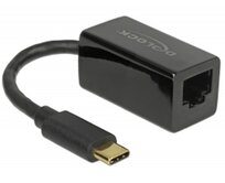 Delock Adaptér Super Speed USB (USB 3.1 Gen 1) s USB Type-C™ samec > Gigabit LAN 10/100/1000 Mbps kompaktní černý