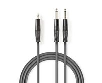 Nedis COTH23200GY50 - Stereofonní Audio Kabel | 2x 6,35mm Zástrčka – 3,5mm Zástrčka | 5 m | Šedá barva