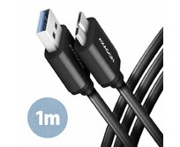 AXAGON BUMM3-AM10AB, SPEED kabel Micro-B USB <-> USB-A, 1m, USB 3.2 Gen 1, 3A, ALU, tpe, černý