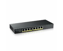 Zyxel GS1915-8EP, 8-port GbE PoE Smart hybrid mode Switch, standalone or NebulaFlex Cloud, 60 Watt 802.3at, desktop, fanless