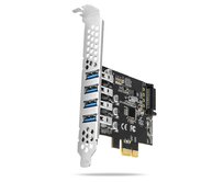 AXAGON PCEU-43RS, PCIe řadič, 4x USB 3.2 Gen 1 port, 5 Gbps, napájení z PCIe nebo SATA, SP & LP