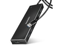 AXAGON HUE-F7A, 7x USB 3.2 Gen 1 ALU FLAT CHARGING hub, micro USB napájecí konektor, kabel USB-A 1m