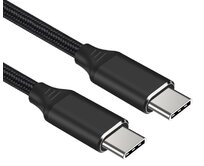 PremiumCord Kabel USB-C M/M, 240W 480Mbps černý bavlněný oplet, 2m