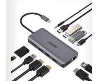 ACER 12IN1 TYPE C DONGLE: 2 x USB3.2, 2 x USB2.0, 1x SD/TF, 2 x HDMI, 1 x PD, 1 x DP, 1 x RJ45, 1 x 3.5 Audio