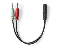 Nedis CAGB22160BK02- Stereo Audio Kabel | 3,5mm Zásuvka -2x 3,5mm Zástrčka | 0.12 m | Kulatý | Černá