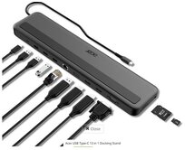 Acer 13in1 Type C Minidock: 3x USB3.0 (5Gbps Data Transfer), 1x USB-C (5Gbps Data transfer), 1x USB-C Power Delivery (up to 100W)