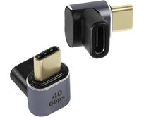 PremiumCord zahnutý 90° Adaptér USB-C Female - USB-C Male 40Gbps Aluminium