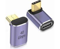 PremiumCord zahnutý 90° Adaptér USB-C Female - USB-C Male 40Gbps Aluminium