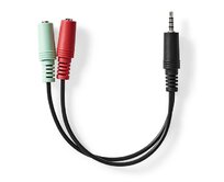 Nedis CAGB22150BK02 - Stereo Audio Kabel | 3,5mm Zástrčka -2x 3,5mm Zásuvka | 0.20 m | Kulatý | Černá