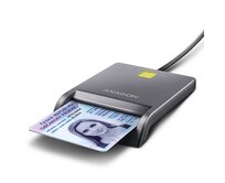 AXAGON CRE-SM3T, USB-A FlatReader čtečka kontaktních karet Smart card (eObčanka), kabel 1.3m