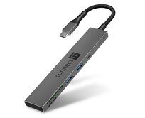 CONNECT IT CompactPRO USB-C hub + čtečka karet, (2xUSB-A 3.0, 1xUSB-C), externí, ANTRACITOVÝ