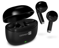 CONNECT IT True Wireless SonicBass sluchátka do uší s mikrofonem, ČERNÁ