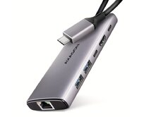 AXAGON HMC-6G2L, USB 10Gb/s hub, 2x USB-A, 1x USB-C, HDMI 4k/60, RJ-45, PD 100W, kabel USB-C 15cm