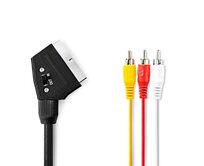 Nedis CVGP31130BK20 - Kabel SCART | SCART Zástrčka | 3x RCA Zástrčka | 480p | 2.00 m | Kulatý | PVC | Černá