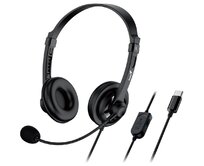 Genius HS-230U, Headset, náhlavní, drátový, s mikrofonem, ovládání hlasitosti, USB-C, černý