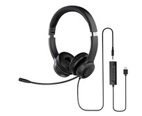 Acer Office Headset, 3,5 mm Jack / USB s ovládáním na kabelu; reproduktory: 30mm měniče; frekvenční rozsah 20Hz-20kHz