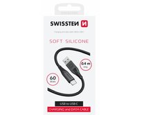 SWISSTEN DATOVÝ KABEL SOFT SILICONE USB / USB-C 0,4 M ČERNÝ