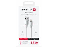 SWISSTEN DATOVÝ KABEL TEXTILE II USB / LIGHTNING 1,5 M BÍLÝ