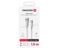 SWISSTEN DATOVÝ KABEL TEXTILE II USB / USB-C 1,5 M BÍLÝ