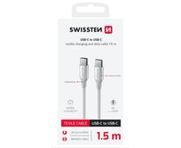 SWISSTEN DATOVÝ KABEL TEXTILE II USB-C / USB-C 1,5 M BÍLÝ