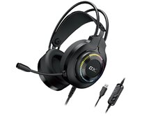 Genius GX GAMING HS-GX580U, Headset, herní, náhlavní, drátový, mikrofon, ovládání hlasitosti, RGB LED, USB, černý