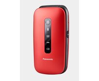 Panasonic KX-TU550EXR mobilní telefon pro seniory - barevný displej 2,8", fotoaparát, handsfree, microSD, véčko, červený