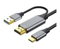 PremiumCord HDMI2.0 na USB-C kabel pro monitory s USB-C konektorem, 4K@60Hz,1080p Aluminium 2m