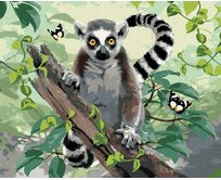 Zuty - Malování podle čísel - LEMUR A MOTÝLI (HOWARD ROBINSON) 40x50 cm bez rámu a bez vypnutí plátna