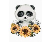 Zuty - Malování podle čísel - PANDA SE SLUNEČNICEMI 40x50 cm vypnuté plátno na rám