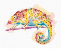 Zuty - Malování podle čísel - BAREVNÝ CHAMELEON NA BÍLÉM POZADÍ 40x50 cm bez rámu a bez vypnutí plátna