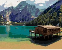 Zuty - Malování podle čísel - JEZERNÍ KRAJINA V LAGO DI BRAIES 40x50 cm bez rámu a bez vypnutí plátna