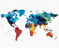 Zuty - Malování podle čísel - MALOVANÁ MAPA SVĚTA 40x50 cm bez rámu a bez vypnutí plátna