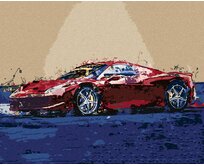 Zuty - Malování podle čísel - ČERVENÉ ABSTRAKTNÍ AUTO FERRARI 40x50 cm bez rámu a bez vypnutí plátna