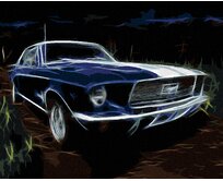 Zuty - Malování podle čísel - MODRÉ AUTO FORD MUSTANG 40x50 cm bez rámu a bez vypnutí plátna