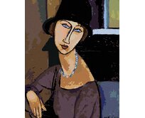 Zuty - Malování podle čísel - JEANNE HÉBUTERNE S KLOBOUKEM A NÁHRDELNÍKEM (AMEDEO MODIGLIANI) 40x50 cm bez rámu a bez vypnutí plátna