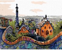 Zuty - Malování podle čísel - PARK GÜELL V BARCELONĚ 40x50 cm bez rámu a bez vypnutí plátna