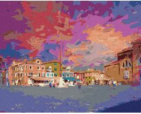 Zuty - Malování podle čísel - NÁMĚSTÍ NA OSTROVĚ BURANO 40x50 cm bez rámu a bez vypnutí plátna