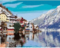 Zuty - Malování podle čísel - HALLSTATT U JEZERA V ALPÁCH 40x50 cm bez rámu a bez vypnutí plátna