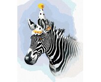 Zuty - Malování podle čísel - ZEBRA S PARTY ČEPIČKOU (LARRY HERSBERGER) 40x50 cm vypnuté plátno na rám