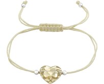 Bangles.cz Náramek Srdce Crystal Gold & nylonová šňůrka 2916 krémová, evropský křišťál